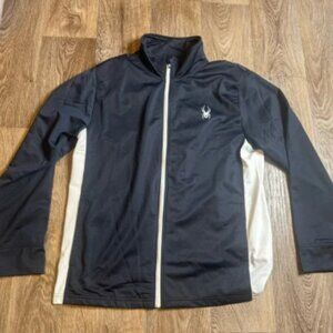 SPYDER STORM MENS FULL ZIP ATHLETIC TRACK‎ JACKET Size Large L NWT NAVY BLUE WHT